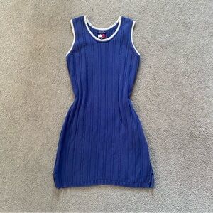 Tommy Hilfiger Blue Ribbed Sheath Mini Dress